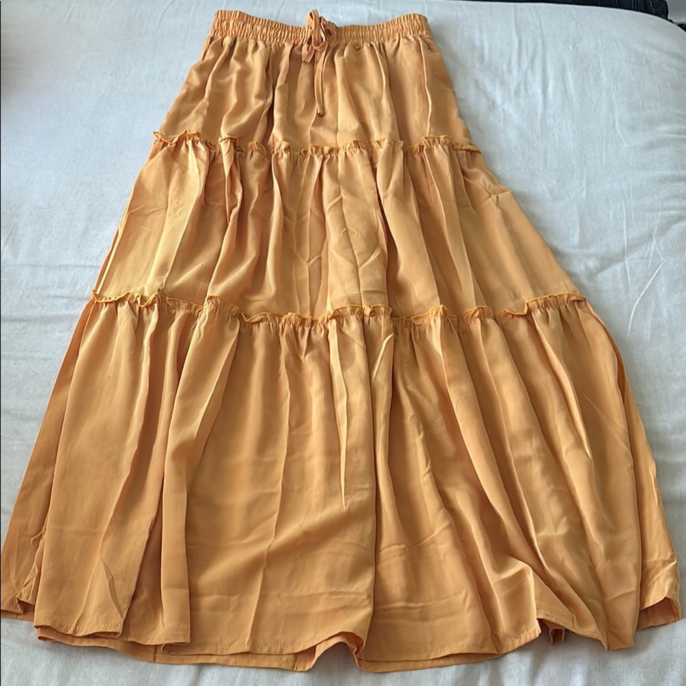 Women's Mustard Tiered Skirt